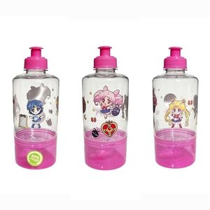 Sailor Moon Anime Plastic Bottle With Snack Cup 13oz Pink